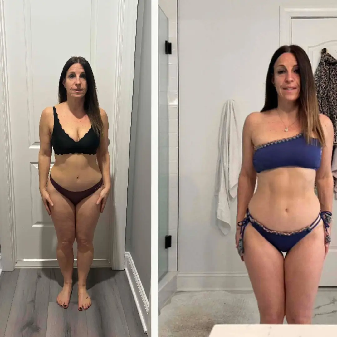 Adult woman showing her 8 week transformation from online coaching with Jenna Willis