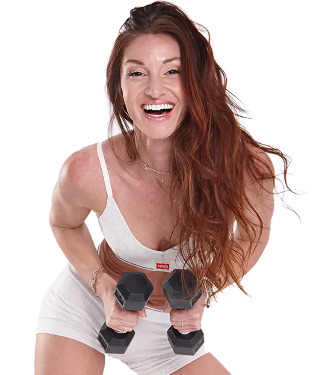 Jenna Willis posing with dumbbells