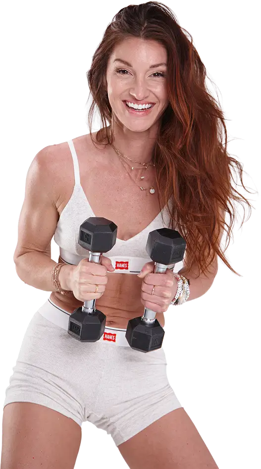Jenna Willis celebrity trainer modeling dumbbells