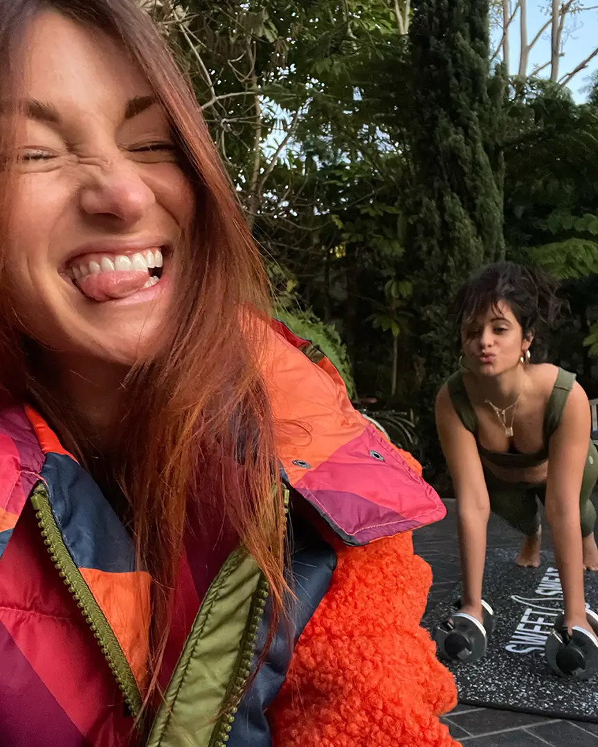Celebrity fitness trainer Jenna Willis working out alongside Camla Cabello